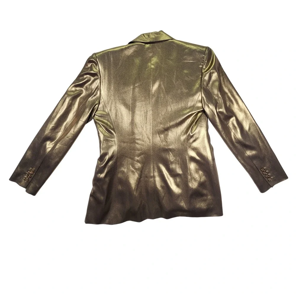 Ralph Lauren Collection‎ Gold Metallic Double Breasted Runway Blazer Italy 6/8